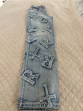 Racer Worldwide Iconic Distressed Patchwork Jeans - Size 30 (M)